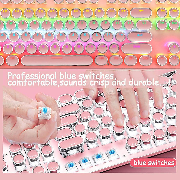 Mechanische Gaming-Tastatur mit 87 Tasten, RGB-Hintergrundbeleuchtung und blauen Schaltern