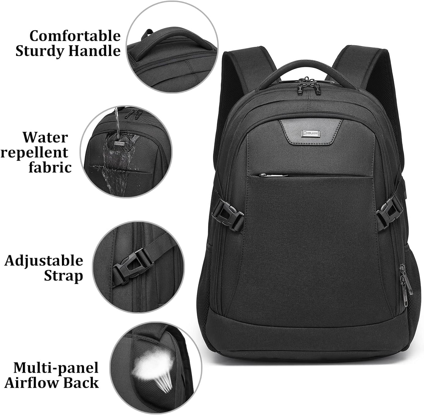 Wasserabweisender Reise-Laptop-Rucksack mit USB-Anschluss & organisierter Aufbewahrung | Karnz