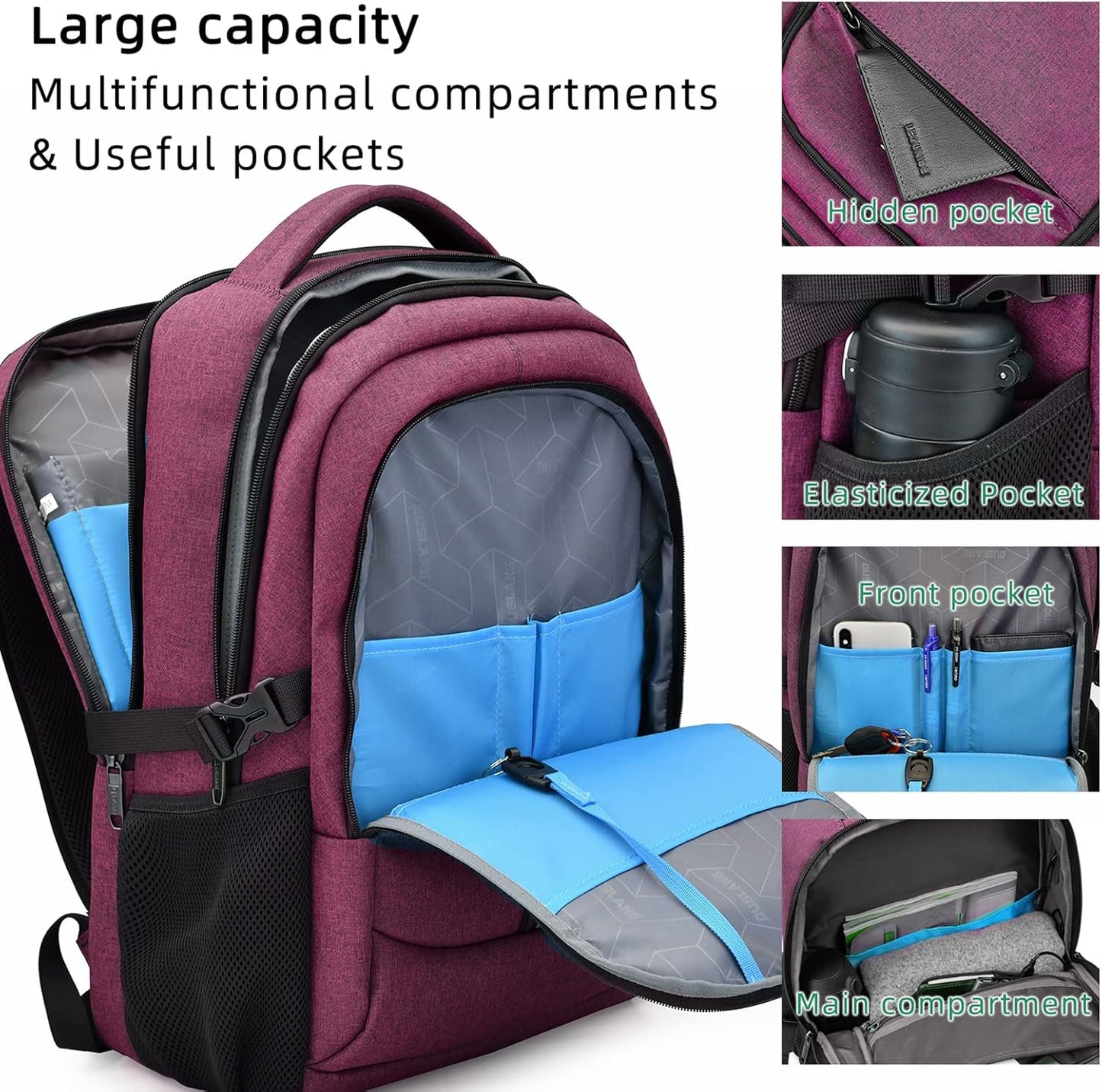 Wasserabweisender Reise-Laptop-Rucksack mit USB-Anschluss & organisierter Aufbewahrung | Karnz