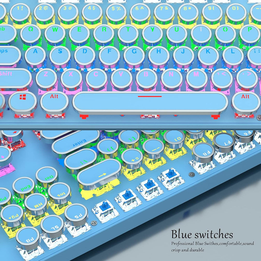 Mechanische Gaming-Tastatur mit 87 Tasten, RGB-Hintergrundbeleuchtung und blauen Schaltern