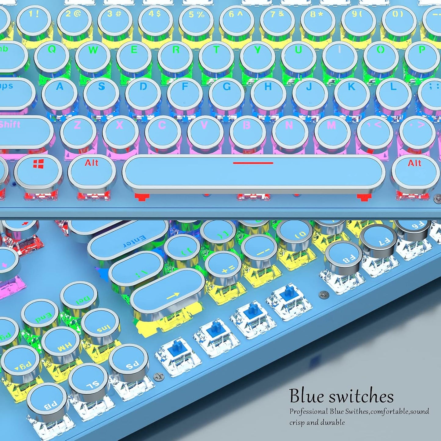 Mechanische Gaming-Tastatur mit 87 Tasten, RGB-Hintergrundbeleuchtung und blauen Schaltern
