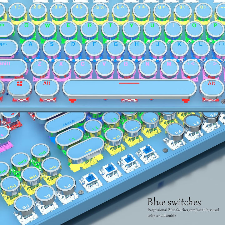 Mechanische Gaming-Tastatur mit 87 Tasten, RGB-Hintergrundbeleuchtung und blauen Schaltern