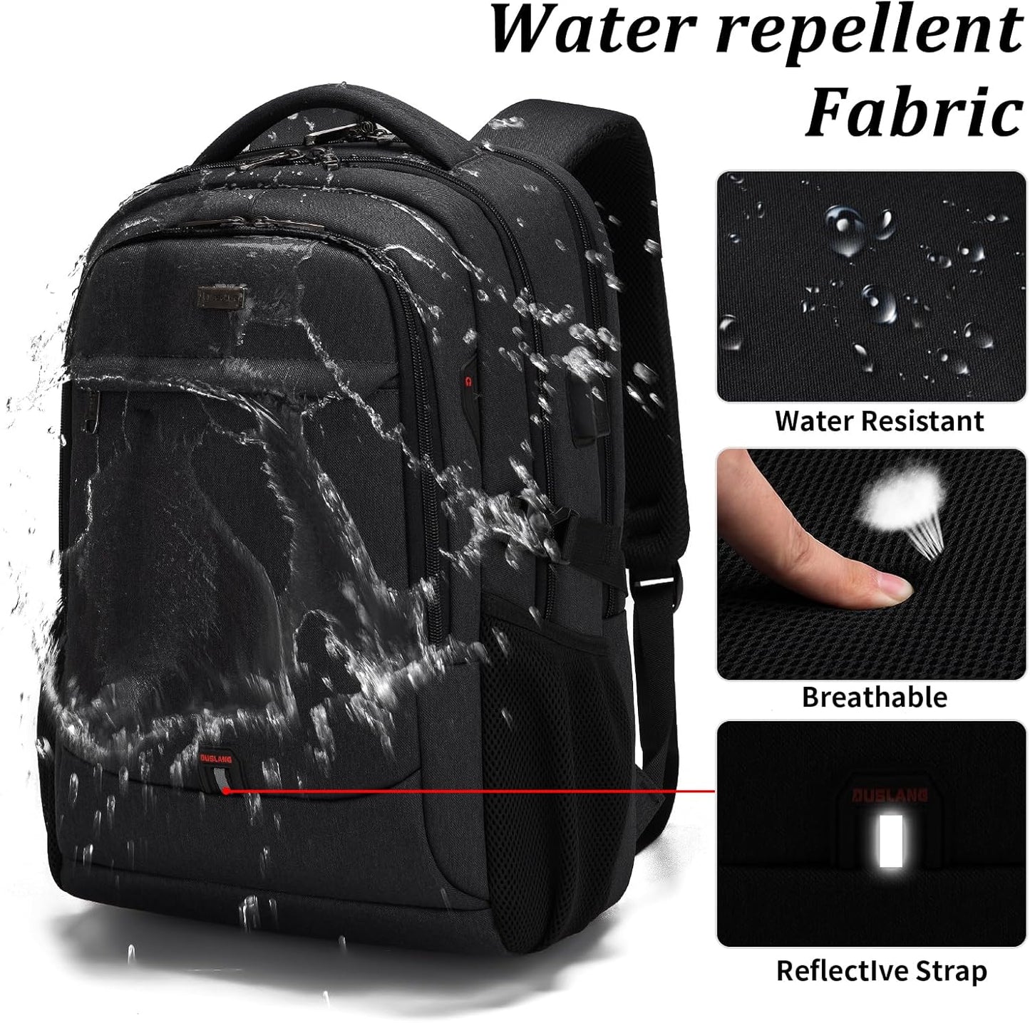 Wasserabweisender Reise-Laptop-Rucksack mit USB-Anschluss & organisierter Aufbewahrung | Karnz