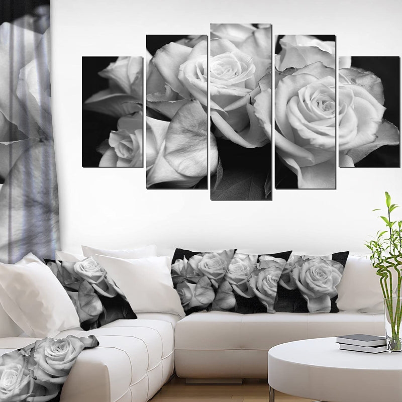 Set mit 5 Wandbildern mit schwarzen Rosen