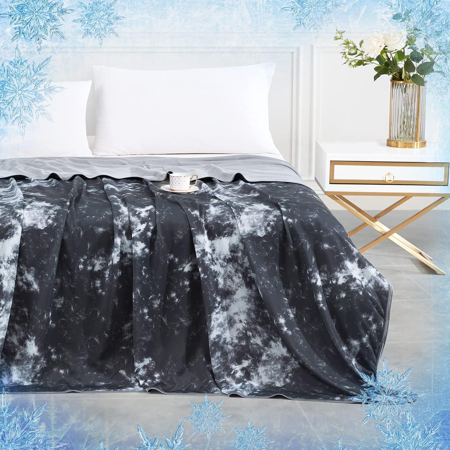 Tie-Dye Kühldecke – Q-Max > 0.5, Beidseitig & Stilvoll Farbe Schwarz | Karnz