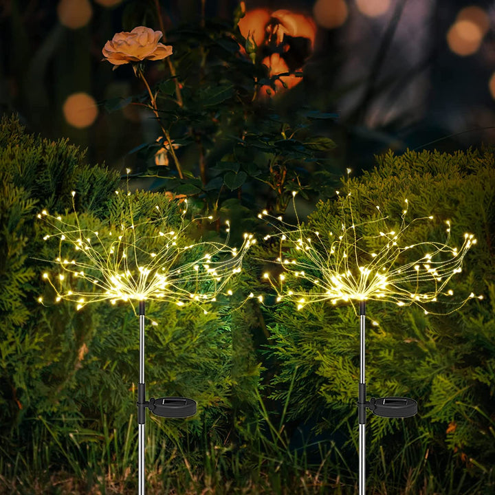 4 Stück Solar Feuerwerk Gartenlichter - Wetterfeste LED Dekorationsbeleuchtung, Solarenergie für Garten und Terrasse | Karnz