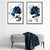 Moderne Blumen in Blau und Gold, gerahmtes 2er-Set Kunstdrucke
