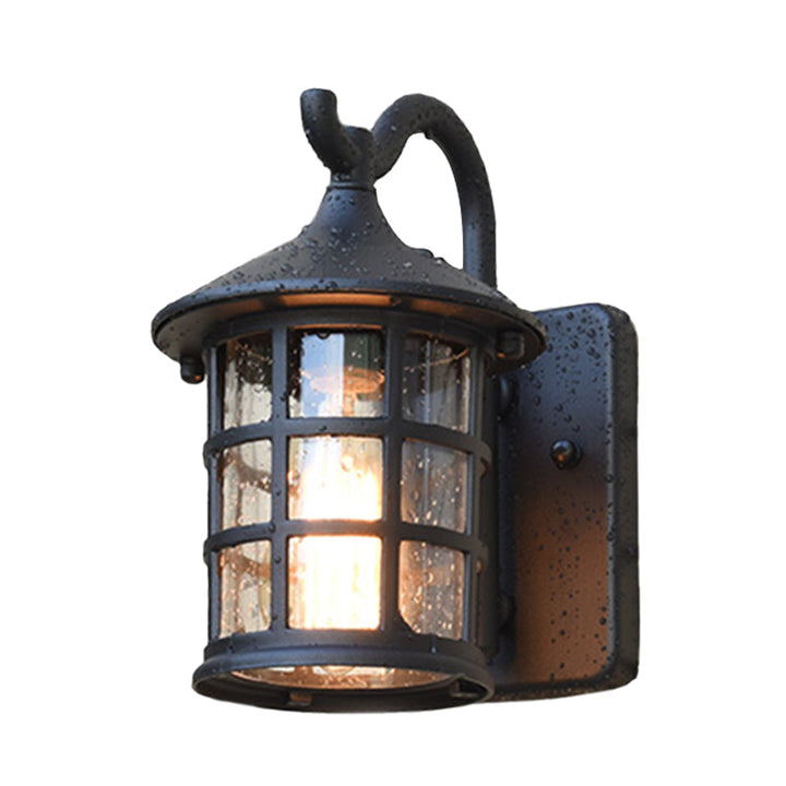 Seeded Glass Lantern Wandlampe Landhaus Einzelne Licht Außenwandleuchte in Bronze/Schwarz | Karnz
