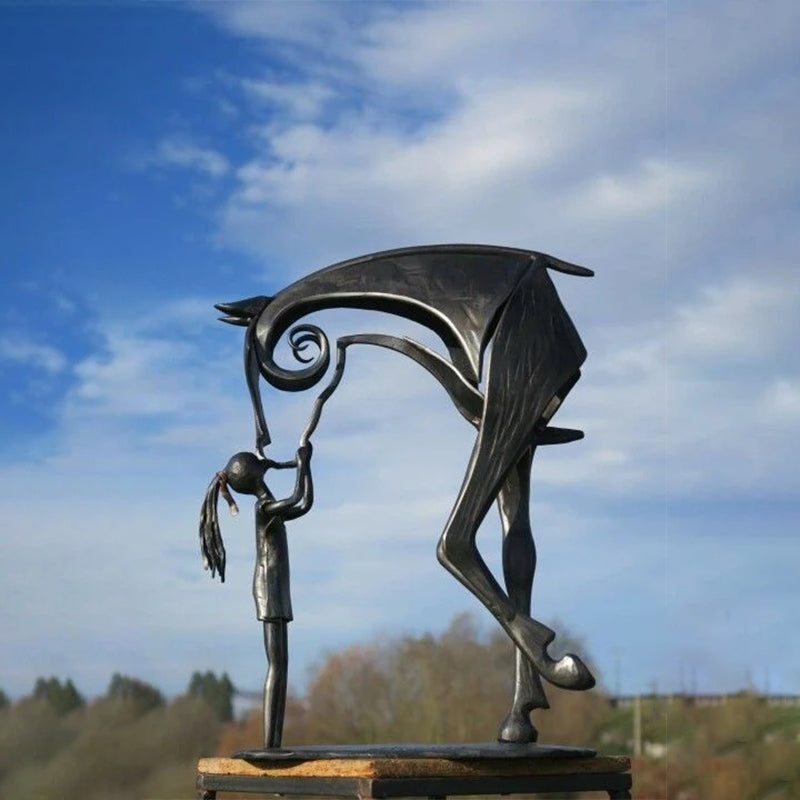 Pferdeskulptur aus Metall | Handgefertigte Gartenfigur | Wetterfeste Gartendekoration | 20 × 20 cm