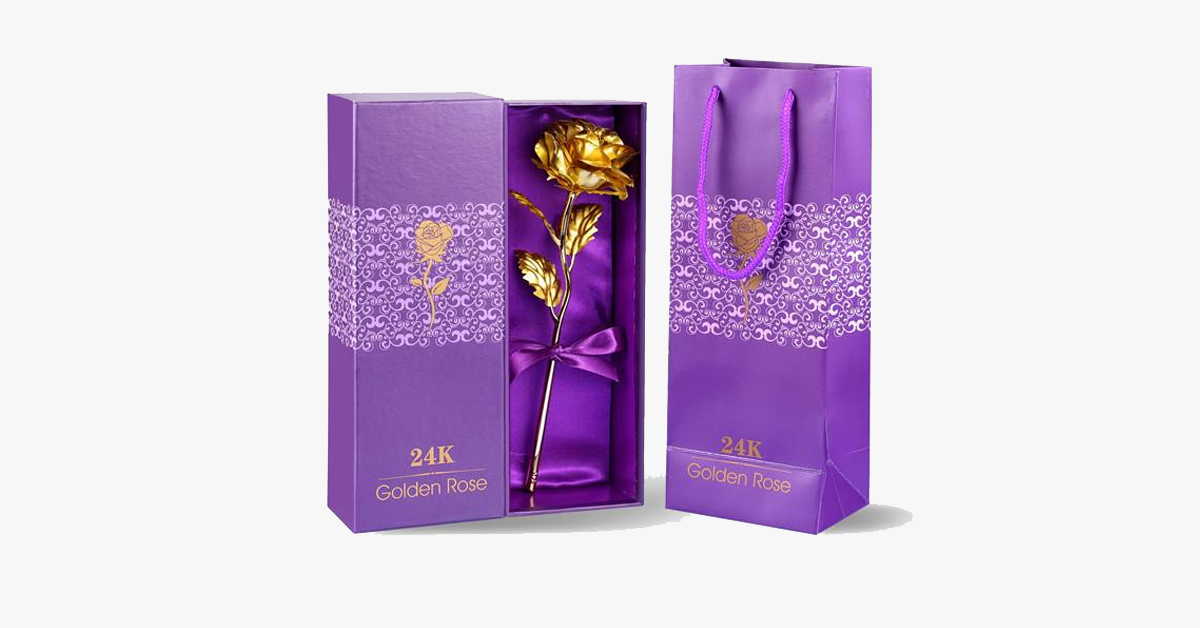 Echte, 24 Karat vergoldete Rose mit Geschenkbox