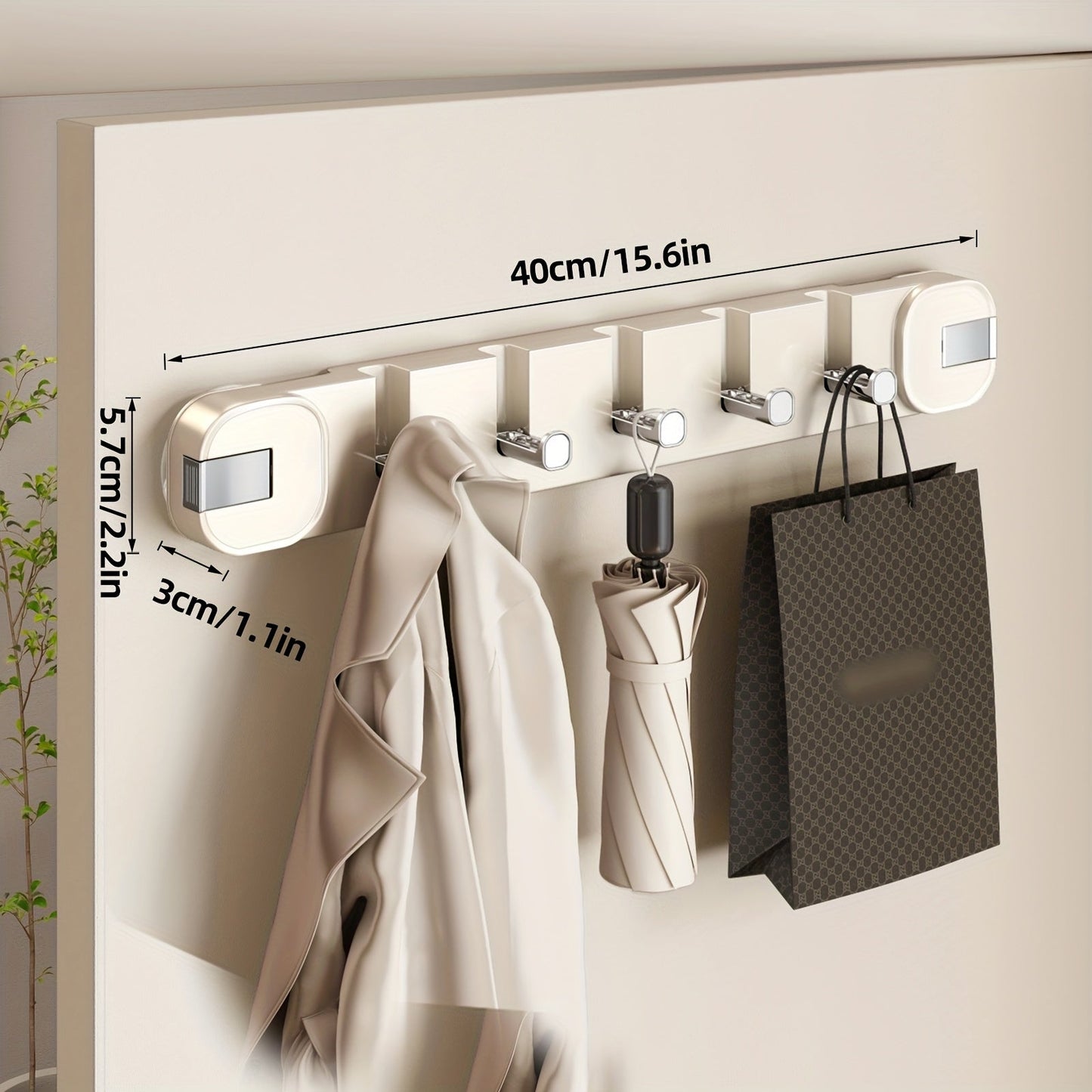 Wandhakenpanel ohne Bohren – OrganizePlus versteckter 5-Haken-Regal | Karnz