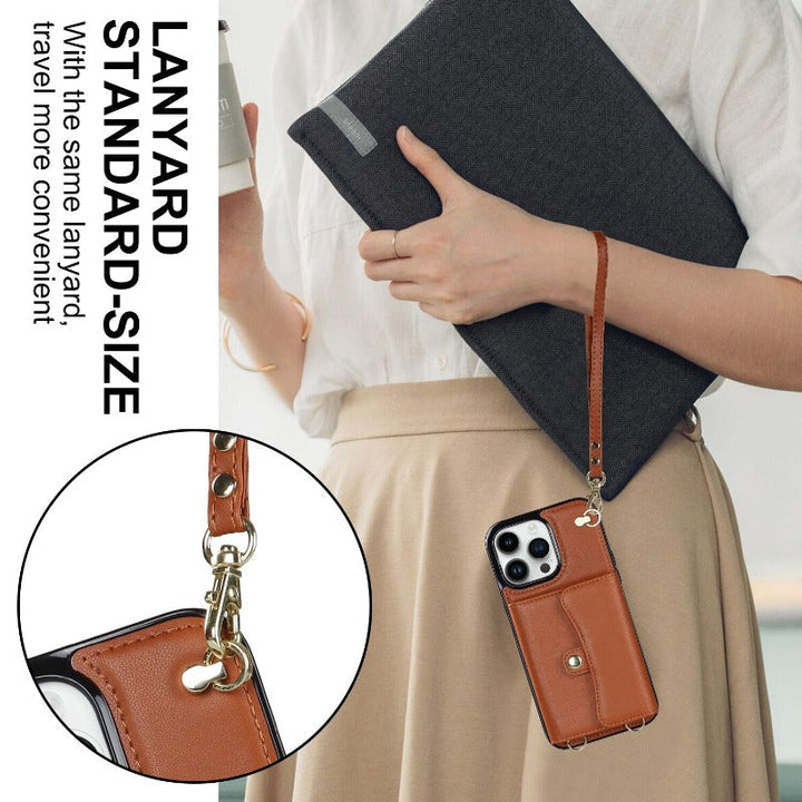 Leder Schultertasche mit Tragetasche und Lanyard für das iPhone