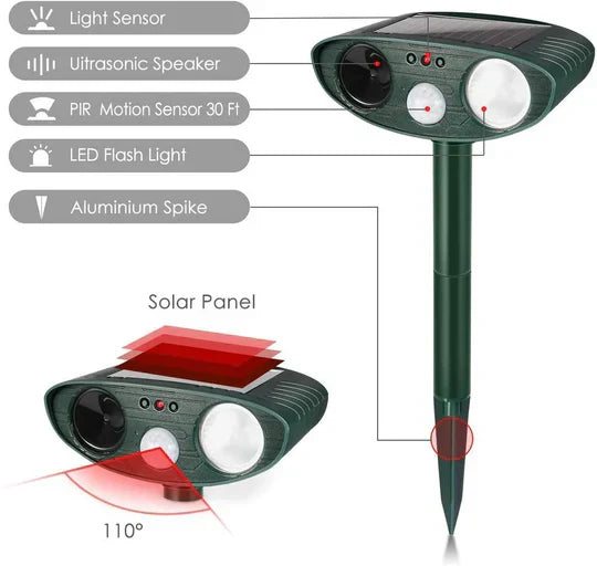 Ultraschall-Wildvertreiber – 4er-Pack, solarbetrieben – Vertreibt Rehe in 48 Stunden