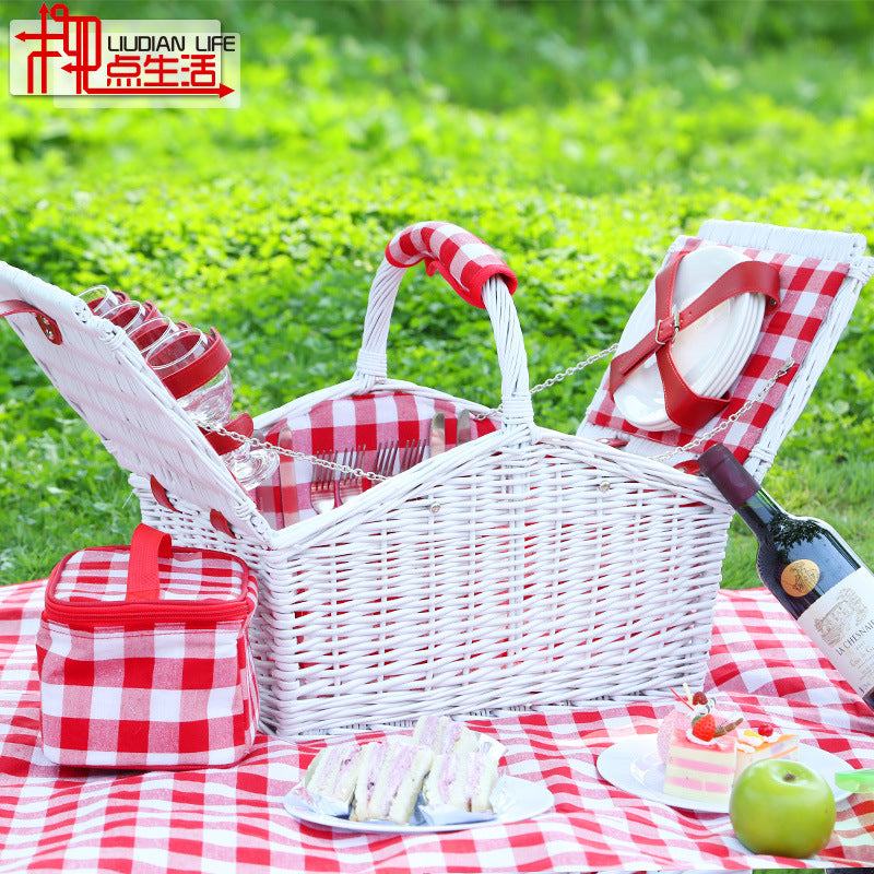 Damen Klassischer Picknickkorb mit integriertem Geschirrset Karnz
