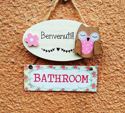 Dekoratives Eulen-Themen-Bad-Schild