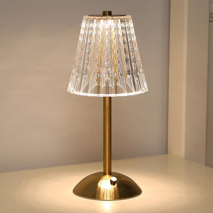 AuraLux - Luxuriöse goldene Kristall-Tischlampe mit Touch-Steuerung und dimmbarer LED-Beleuchtung | Karnz