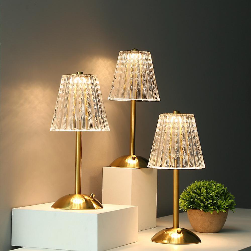 AuraLux - Luxuriöse goldene Kristall-Tischlampe mit Touch-Steuerung und dimmbarer LED-Beleuchtung | Karnz
