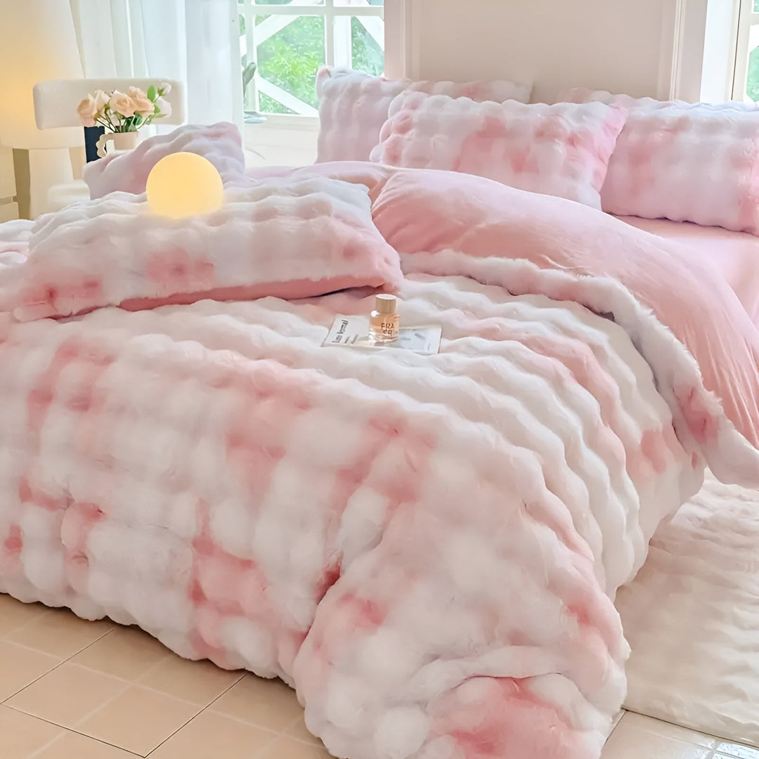 Gemütliches Plüsch-Bettwäsche-Set – Warm und weich für Herbst & Winter | Wendbares Design in Kaninchenfell & Milchvelours | Karnz