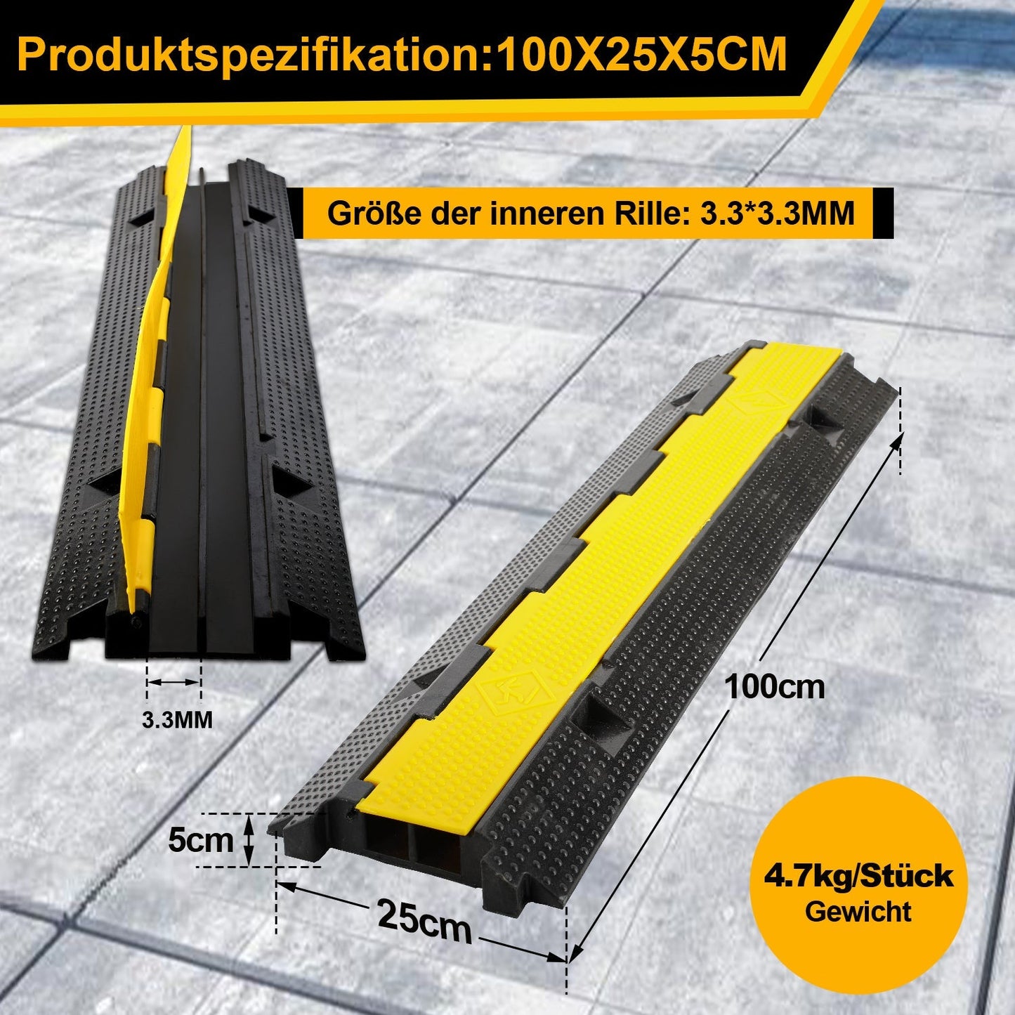 Kabelbrücke Gummi Kabelschutzmatte 3 Stück | Karnz