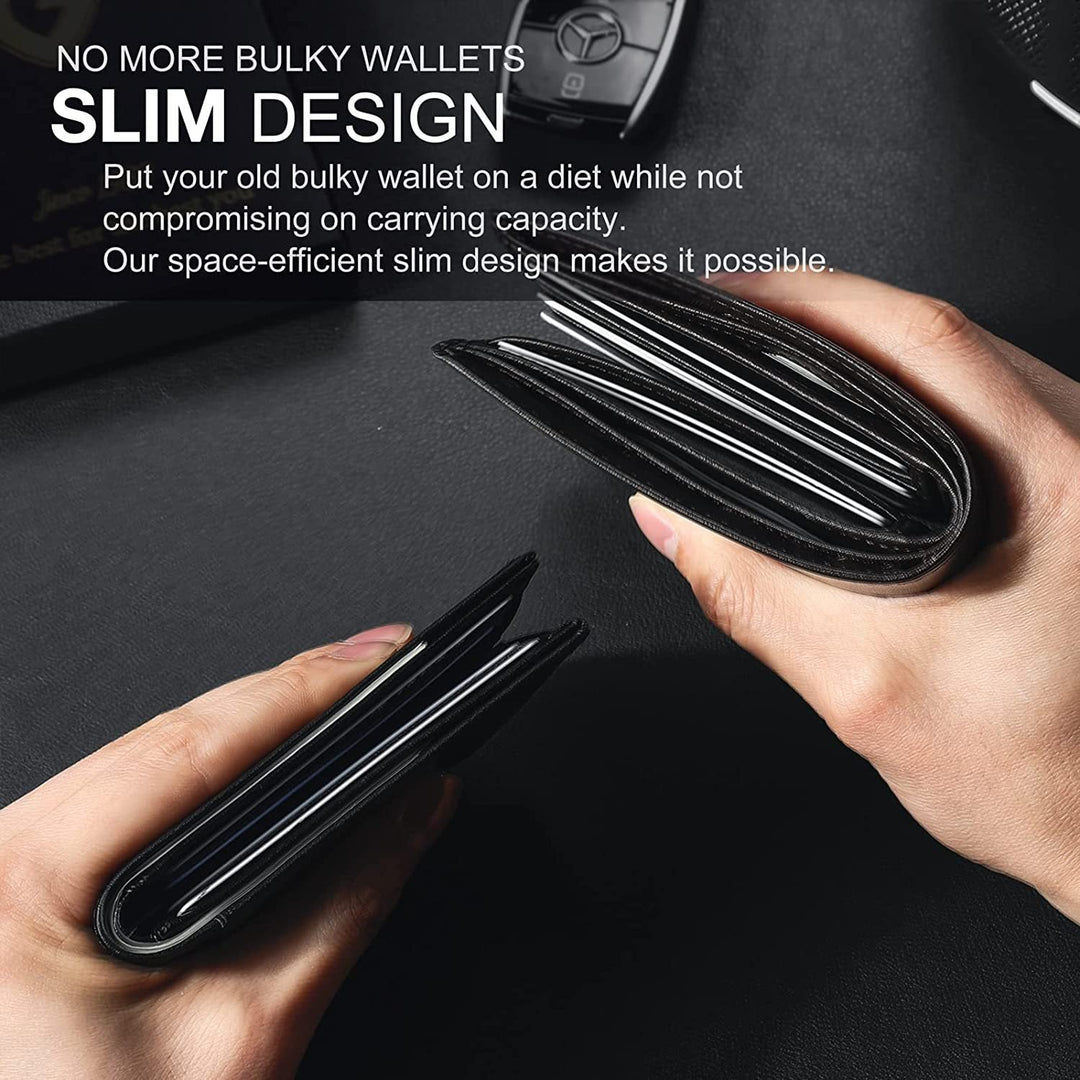 Slim RFID-Geldbörse für Herren | Kartenetui aus Leder | Schwarz