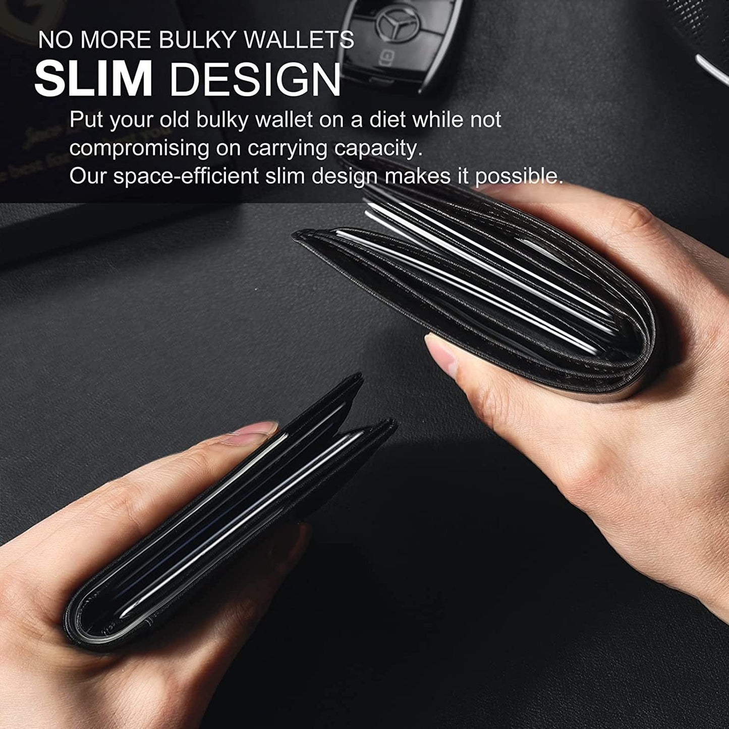 Slim RFID-Geldbörse für Herren | Kartenetui aus Leder | Schwarz