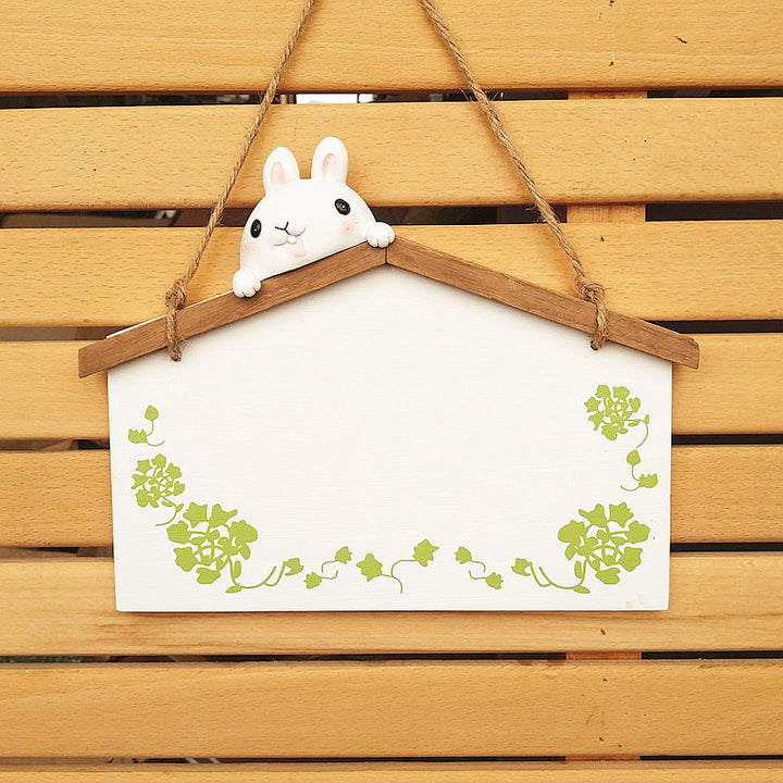 Lustiges hängendes Dekoschild mit Hasen- und Vogelmotiv