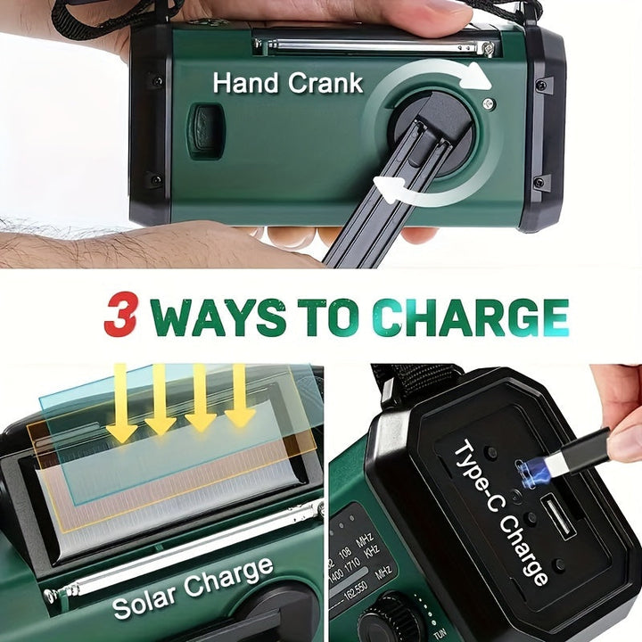 Karnz | StormMate X10 Notfallradio mit 10.000 mAh Powerbank | Solar, Kurbel & USB-C | LED-Licht, SOS-Alarm & Kompass | AM/FM/NOAA