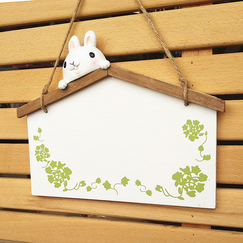 Lustiges hängendes Dekoschild mit Hasen- und Vogelmotiv