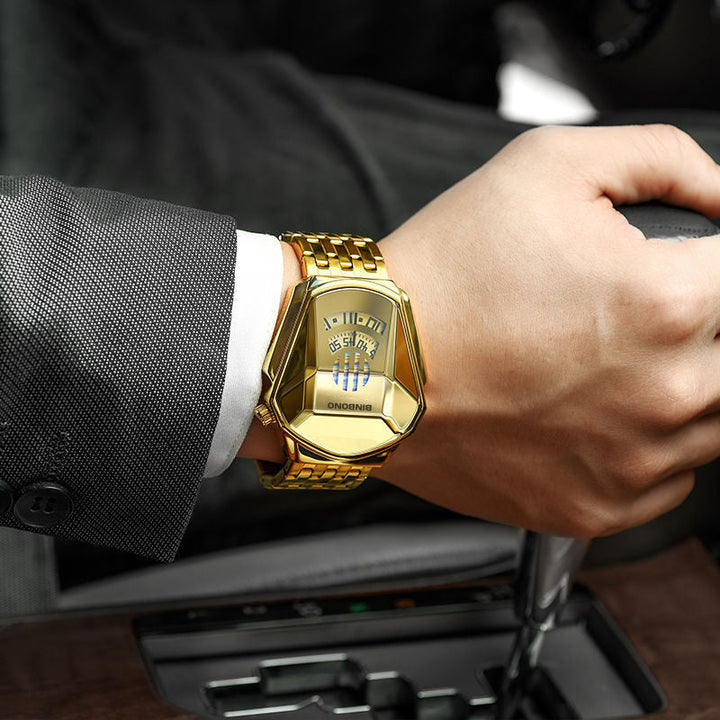 Herren-Quarzuhr im Diamant-Stil