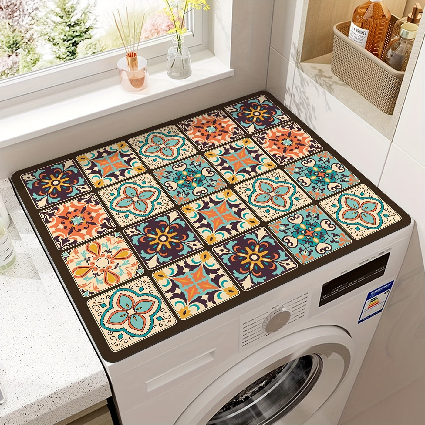 Waschmaschinen-Abdeckmatte Retro-Mosaik | Karnz