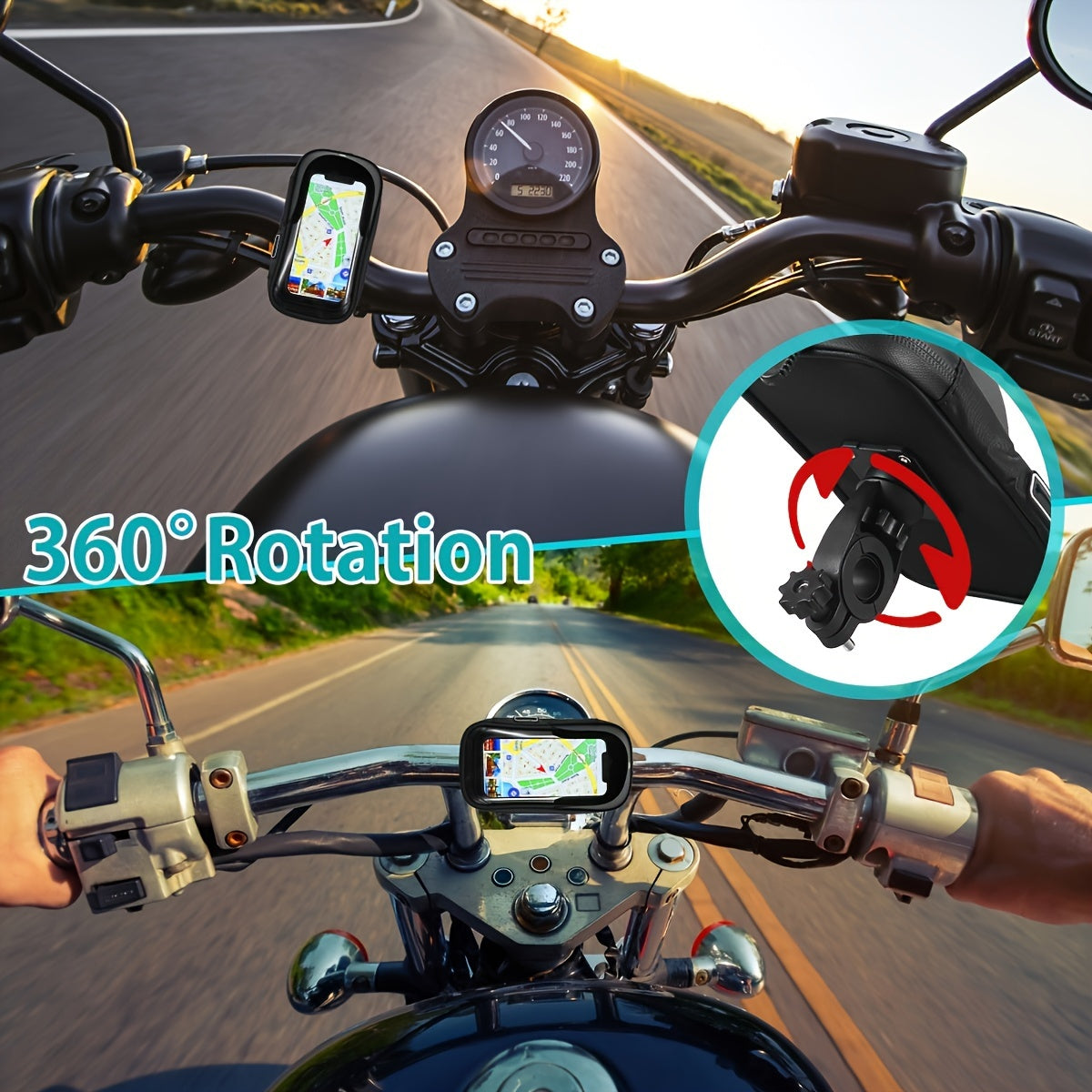Wasserdichter Handyhalter für Fahrrad und Motorrad – 360° drehbar und geeignet für 4,5–6,4 Zoll | Karnz