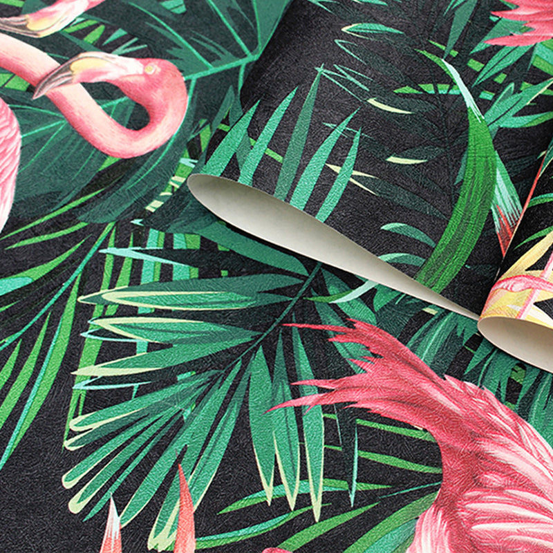 Karnz | Vinyl 33' x 20,5" Tropical Niet-gemaakt Flamingo en Botanisch Blad Behang
