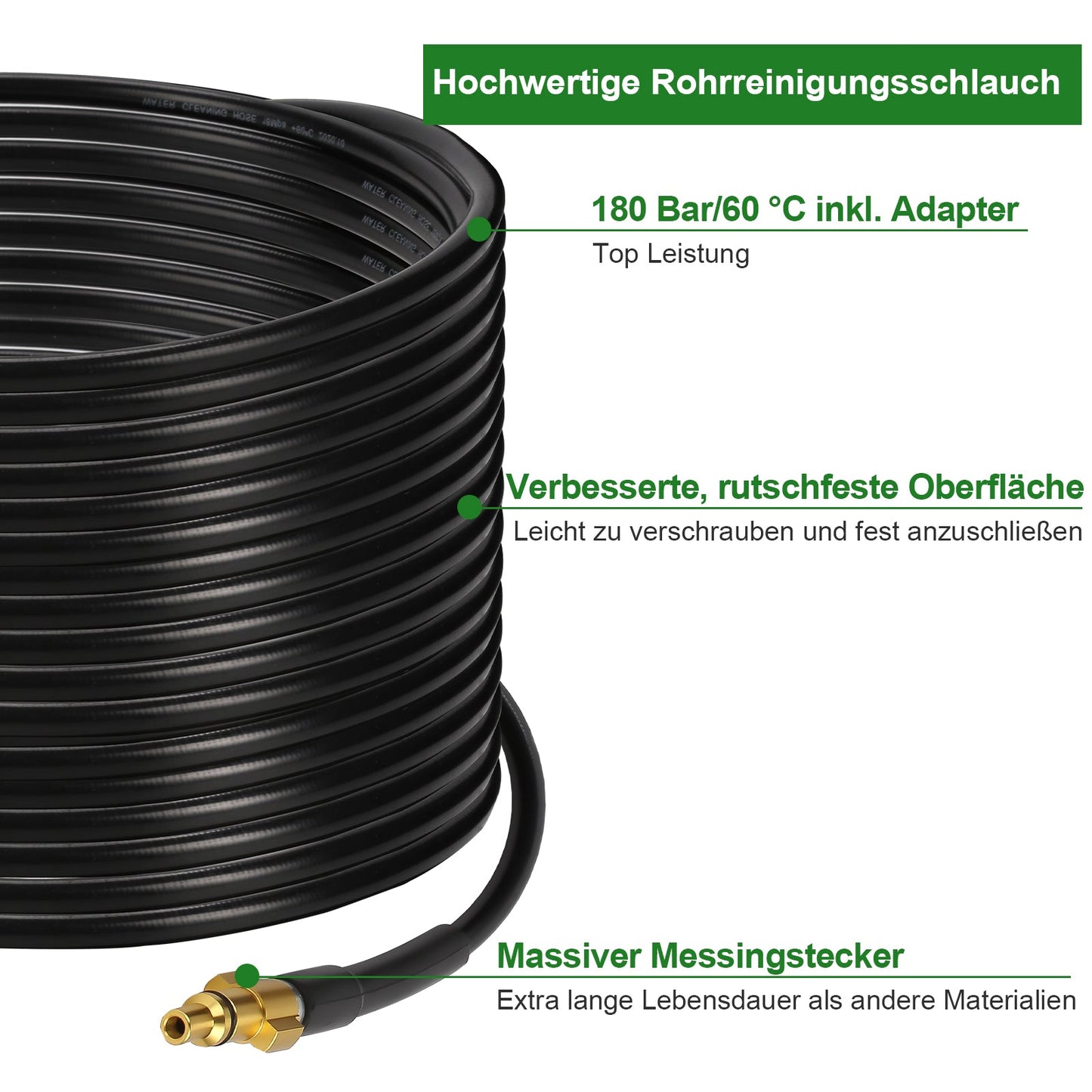 Rohrreinigungsschlauch 10m-30m 180 bar | Karnz