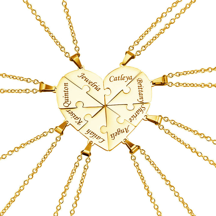 Karnz | Personalisierte Familienherz-Puzzle-Halskette
