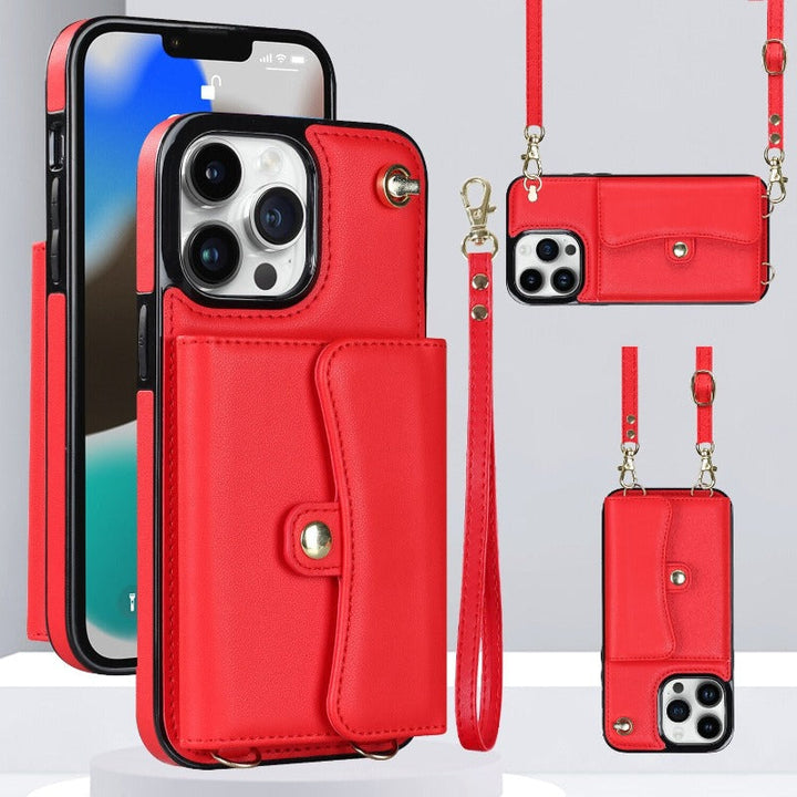 Leder Schultertasche mit Tragetasche und Lanyard für das iPhone