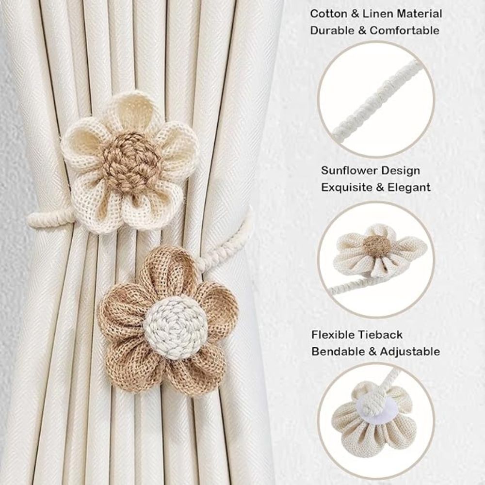 Raffhalter aus Hanf mit Blumenmuster | 2er-Set