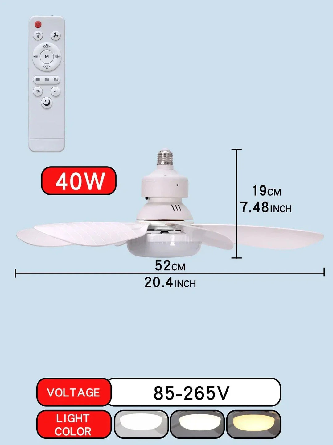 Deckenventilator LED mit Fernbedienung und dimmbaren Licht | Karnz