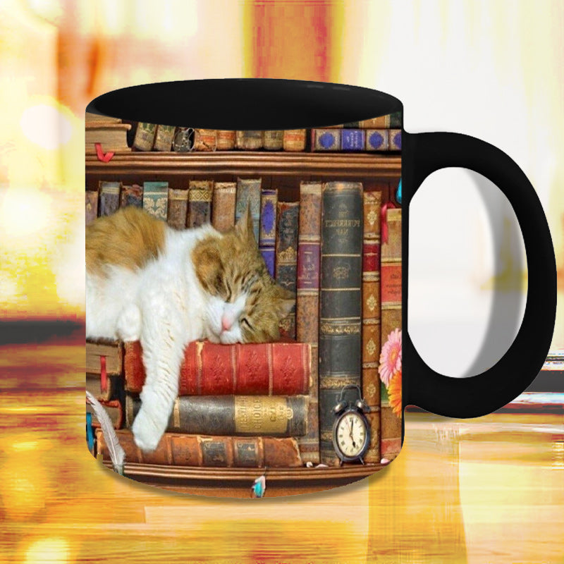 Bücherregal Keramiktasse - Geschenk für Katzenbuchliebhaber | Karnz