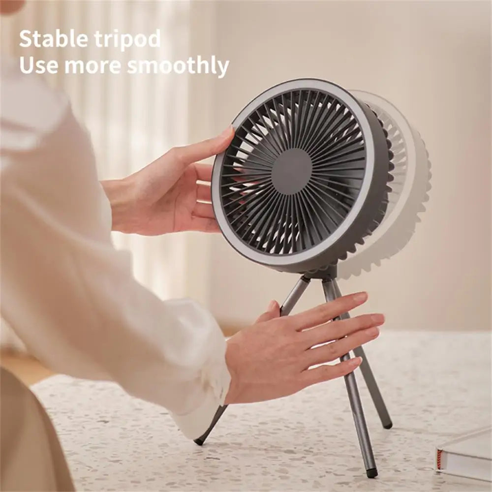 Tragbarer wiederaufladbarer Ventilator mit LED und integriertem Powerbank | Karnz