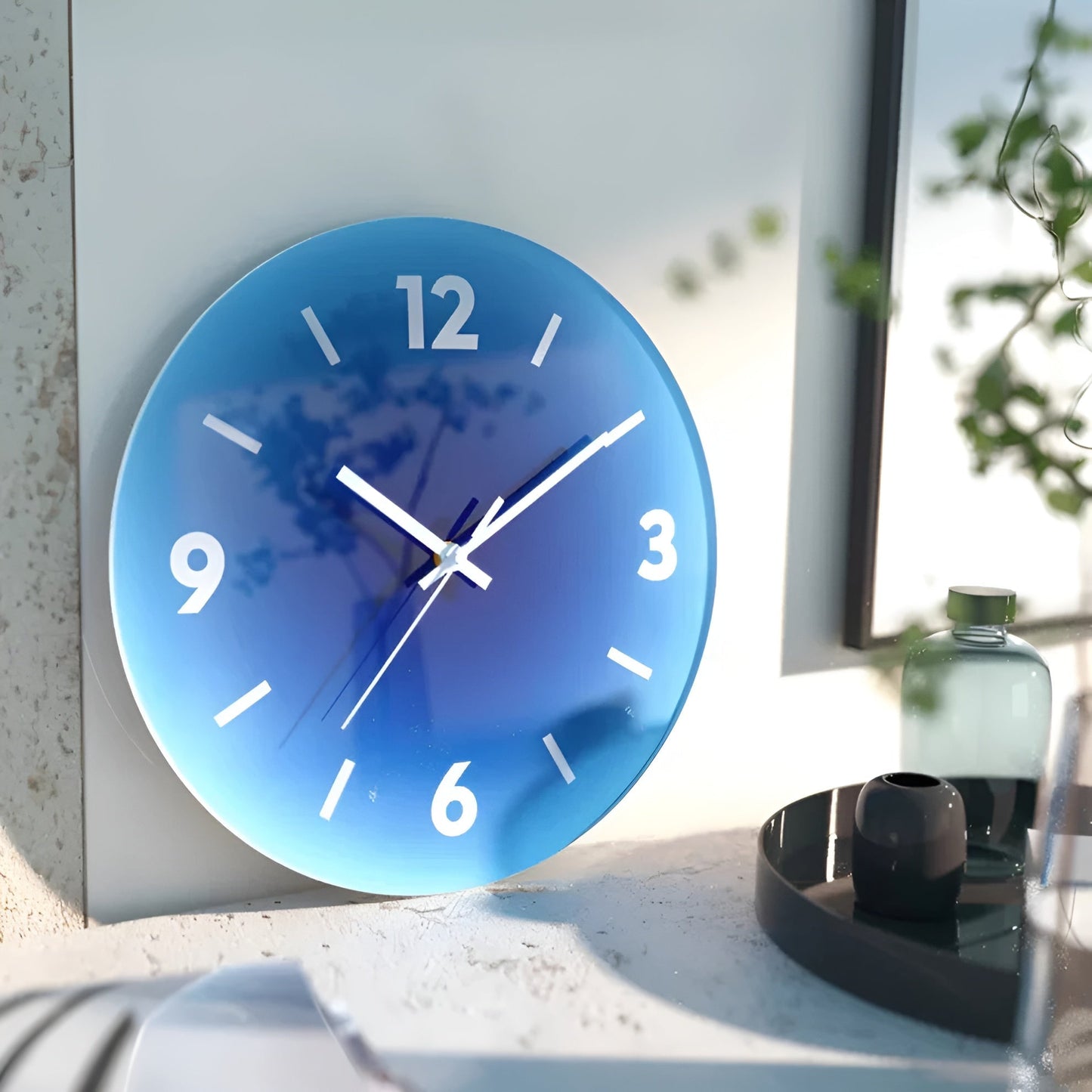 Glaswanduhr – Modernes Design mit Sonnenuntergangsmotiv
