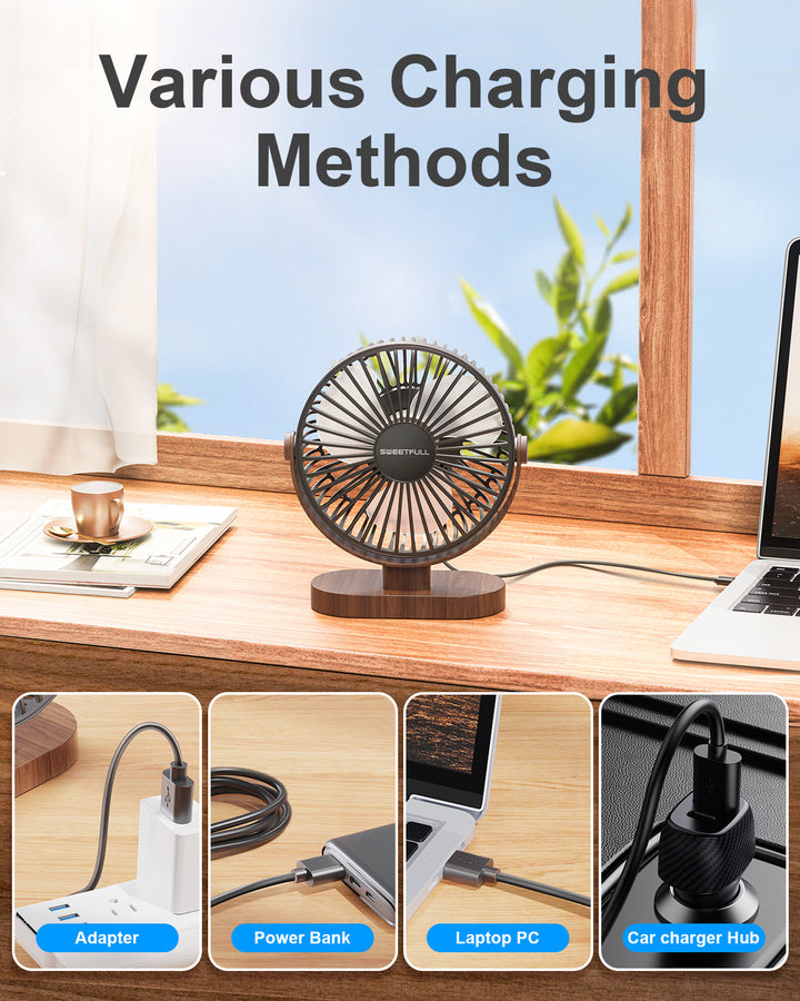 6,5 Zoll USB Kleiner Tischventilator für Zuhause Büro Auto Outdoor Reisen | Karnz