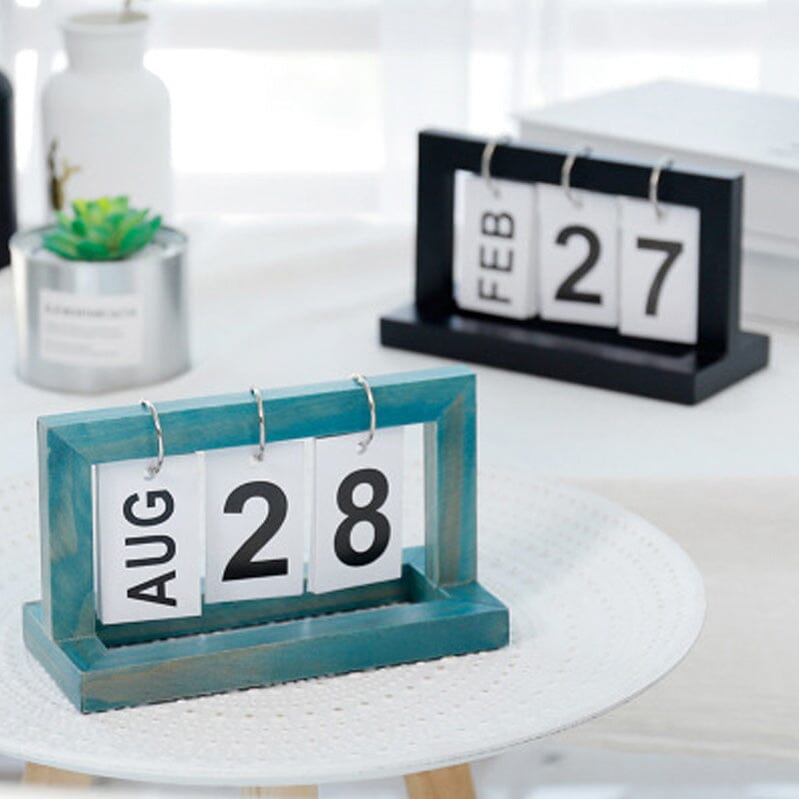 Niederländischer Teakholz-Schreibtischkalender | Karnz