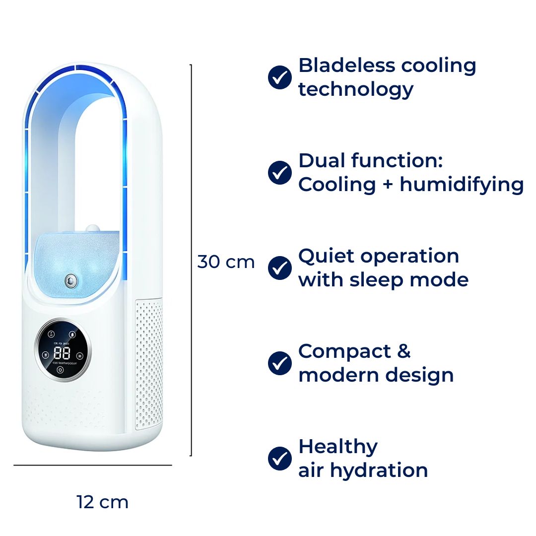 CoolMist | Tragbarer Luftkühler Luftbefeuchter – Einstellbarer leiser Nebel – Kompakt USB betrieben – Persönlicher Schreibtisch- und Nachttischkomfort für ganztägige Frische Karnz