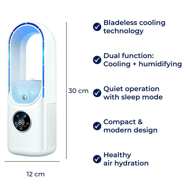 CoolMist | Tragbarer Luftkühler Luftbefeuchter – Einstellbarer leiser Nebel – Kompakt USB betrieben – Persönlicher Schreibtisch- und Nachttischkomfort für ganztägige Frische Karnz