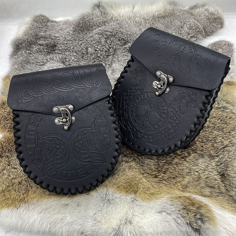 mittelalterliche nordische Gürteltasche aus geprägtem Leder