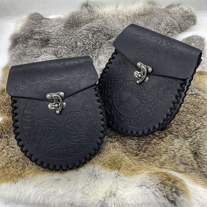 mittelalterliche nordische Gürteltasche aus geprägtem Leder