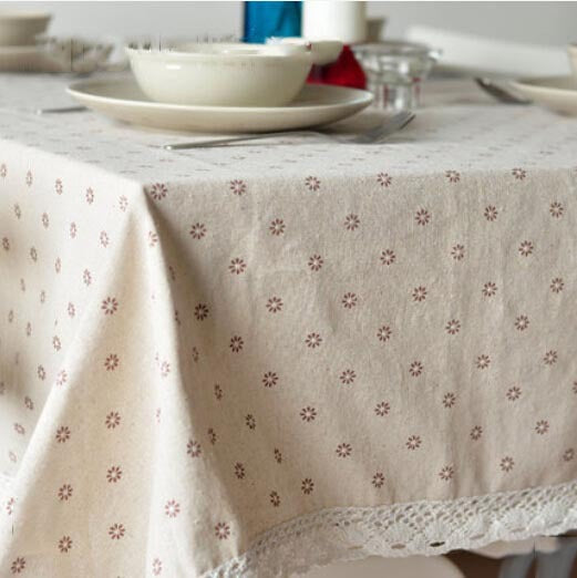 Tischdecke aus Baumwollleinen mit Gänseblümchenmuster
