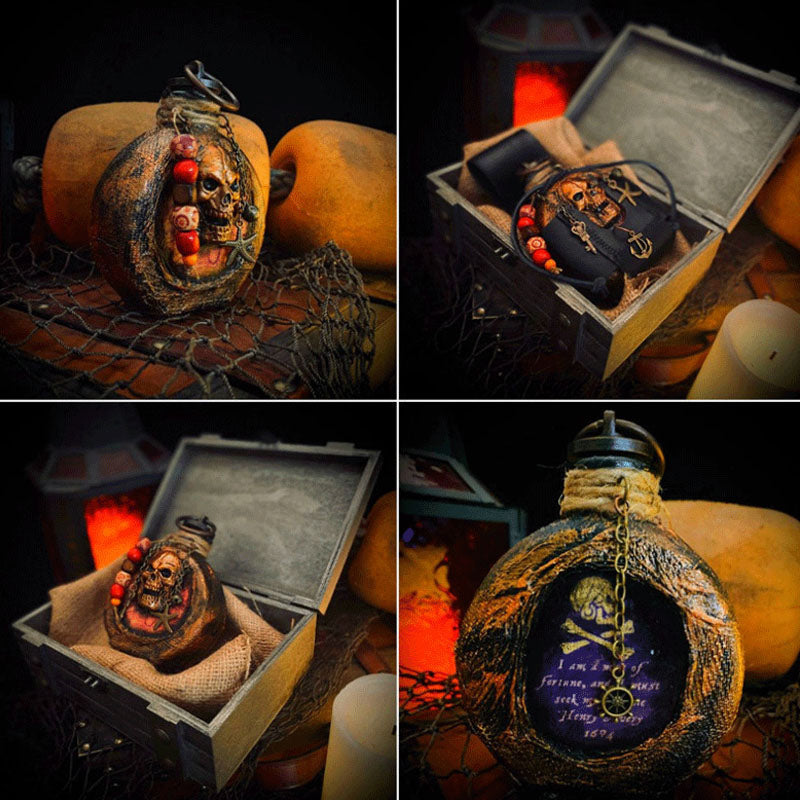 Skull Pirate Rum Flasche aus Harz | Karnz
