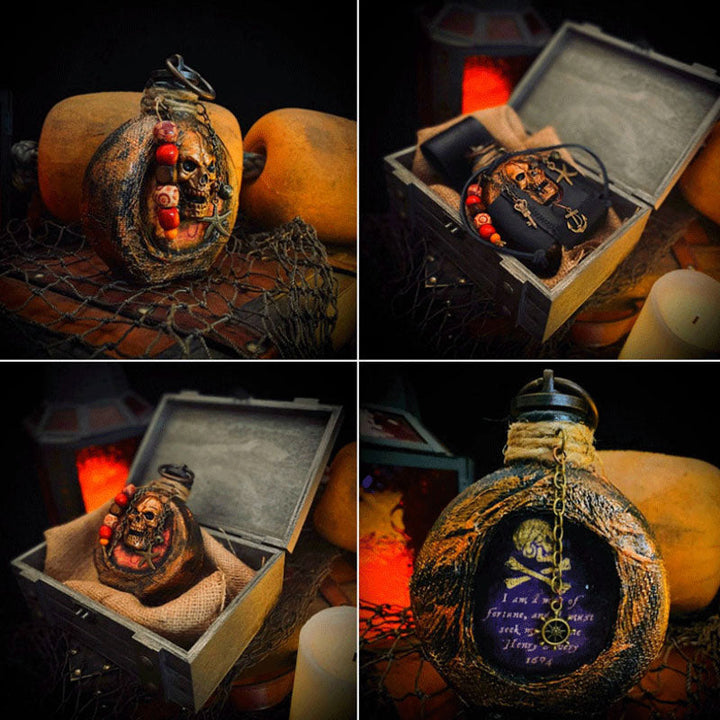 Skull Pirate Rum Flasche aus Harz | Karnz