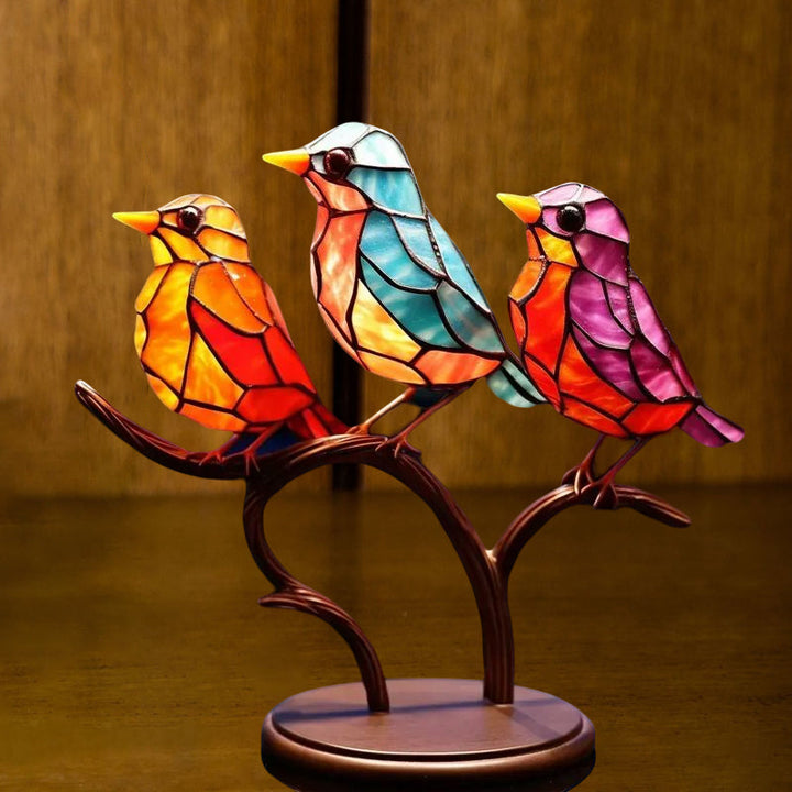 Vögel auf Zweigen Gefärbte Acrylornamente, Doppelseitiger Mehrfarbiger Stil | Karnz